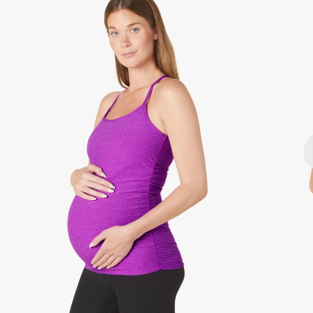BRAND NEW Beyond Yoga Maternity Racerback Tank, Vivid Plum Heather, Size S